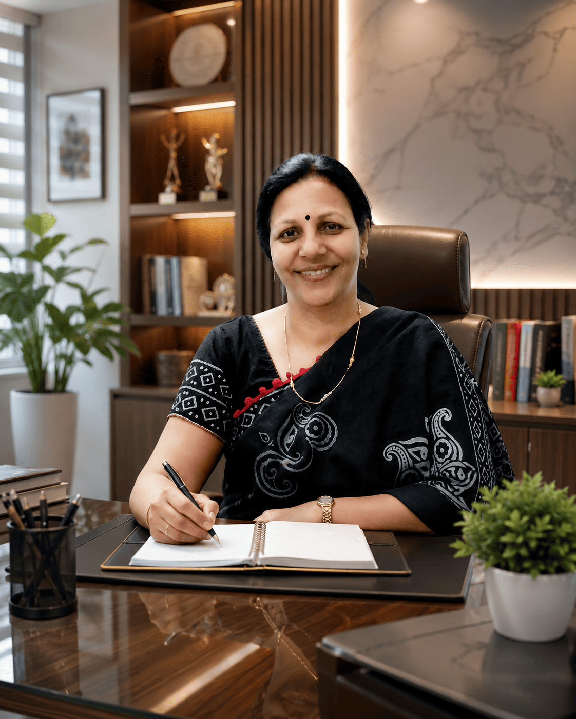 Rashi Ma'am teaching at her desk
